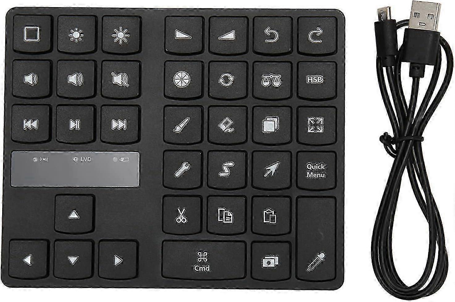 Remote Control Shortcut Keyboard Drawing Keyboard 35 Keys One Handed Ergonomic Keypad,Mini Keydial Keyboard for Pen Display and Drawing Tablet,for IOS