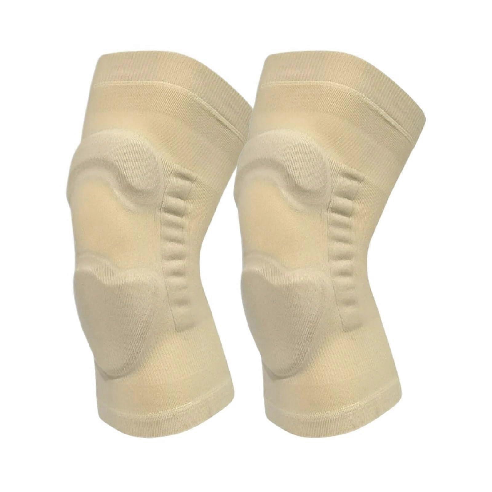 Sport Knee Pads 1 Pair Knee Brace, Compression Sleeve, Knee Support for Running, Volleyball Knee Protector (Beige, L) L Beige