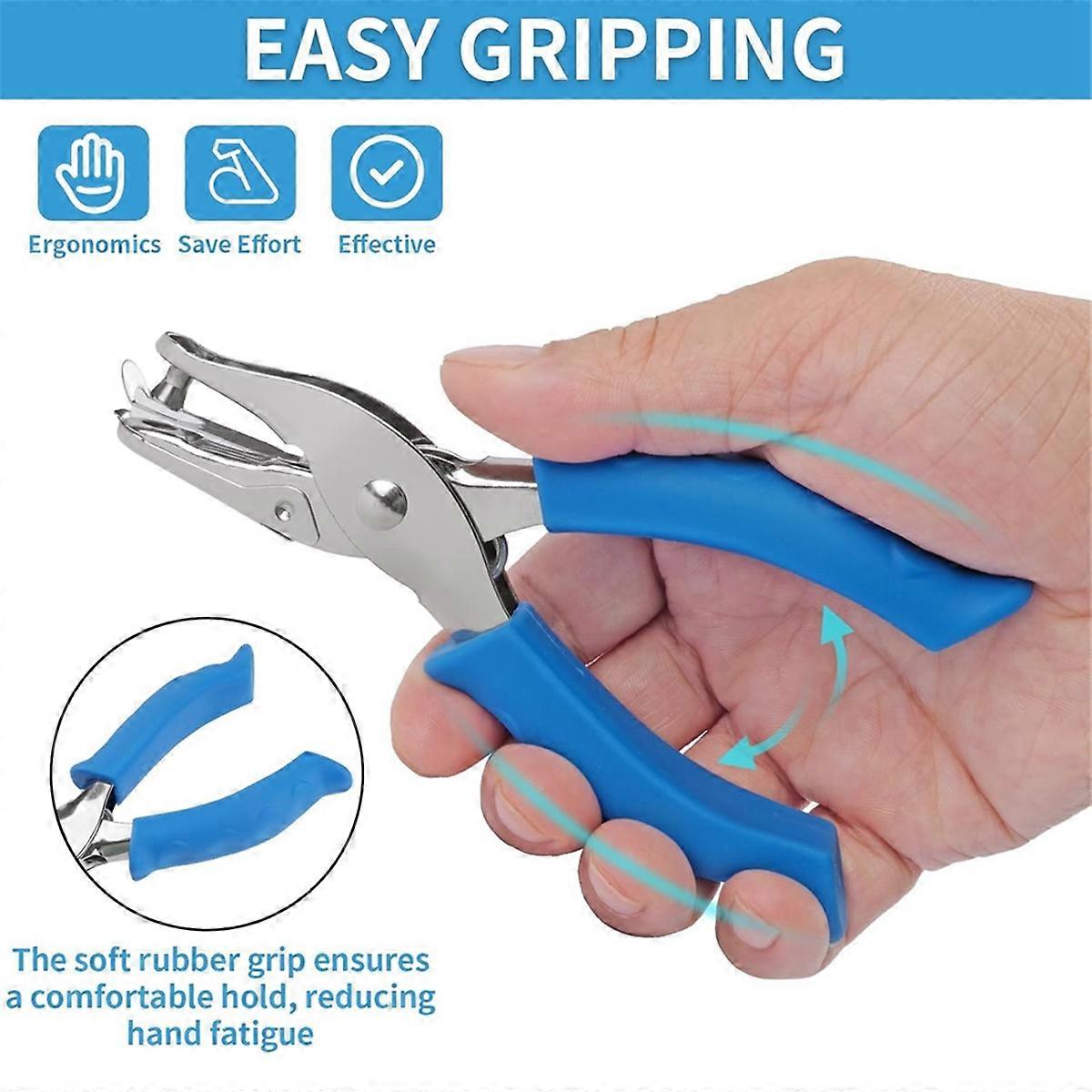 2 Pcs Single Hole Punch, 1/4in Hand Hole Puncher with Soft Grip Handle for Crafts,, 6 Sheets Capacit