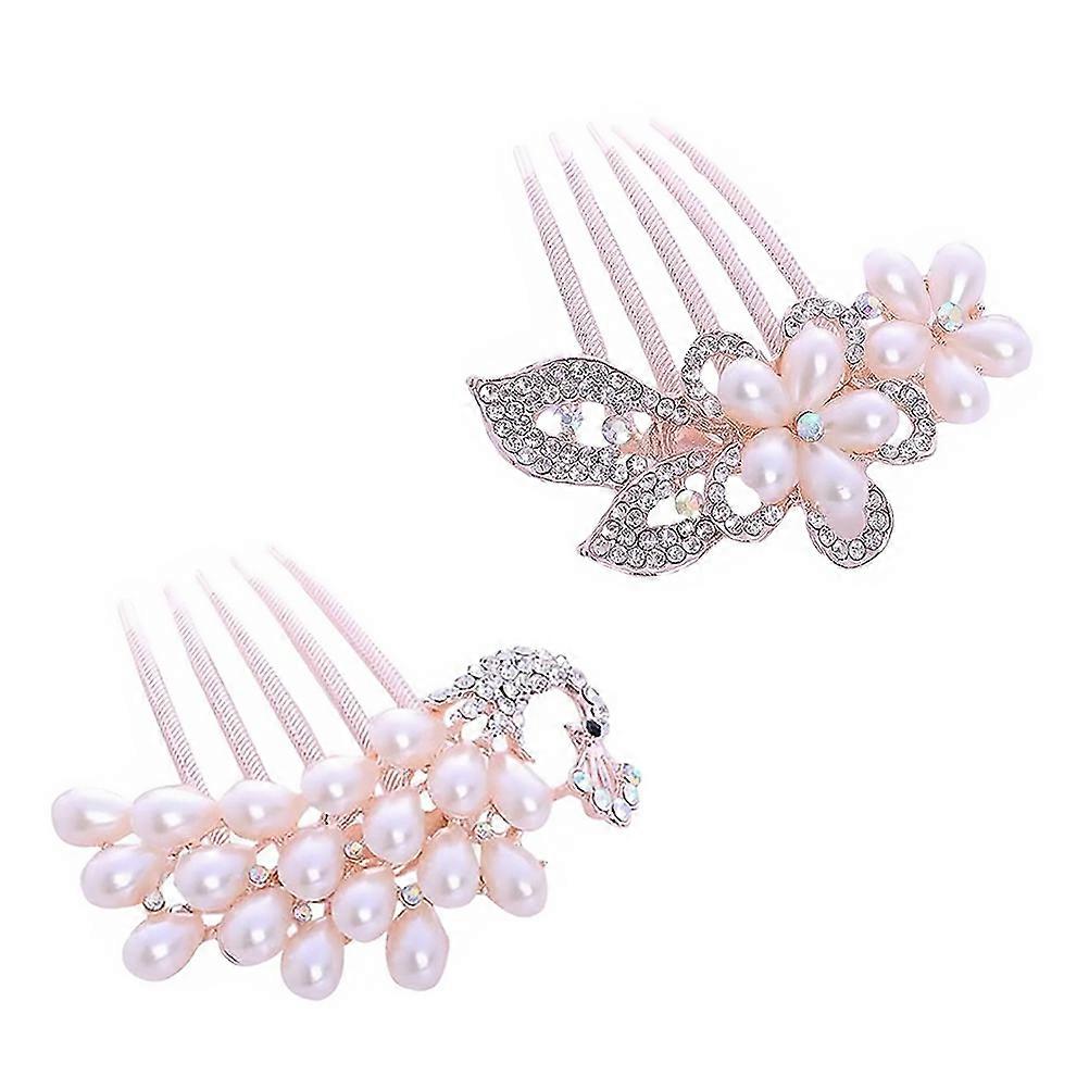 Bridal Hair Accessories Zinc Alloy Hair Insert Comb Wedding Party Assorted Color 9X7X1CM 2Pcs