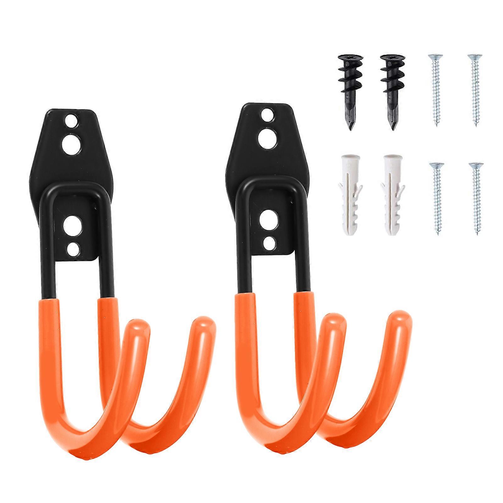 Garage Storage Hook Multi Function Round Metal Wire Wall Hangers For Outdoor Area Orange 8.8X14.5CM Utility 2Pcs