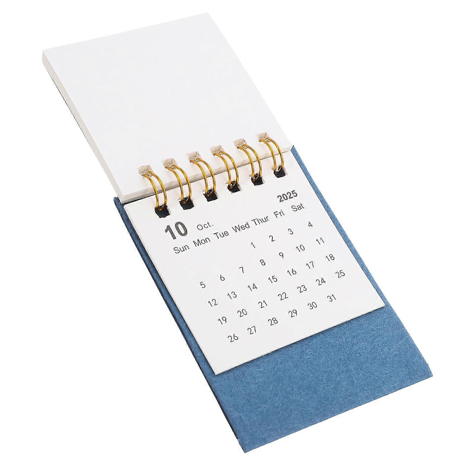 Table Calendars Mini Calendar For Home Decor Dark Blue Color 3.54X2.55X1.57IN Page Flipping Function 1Set