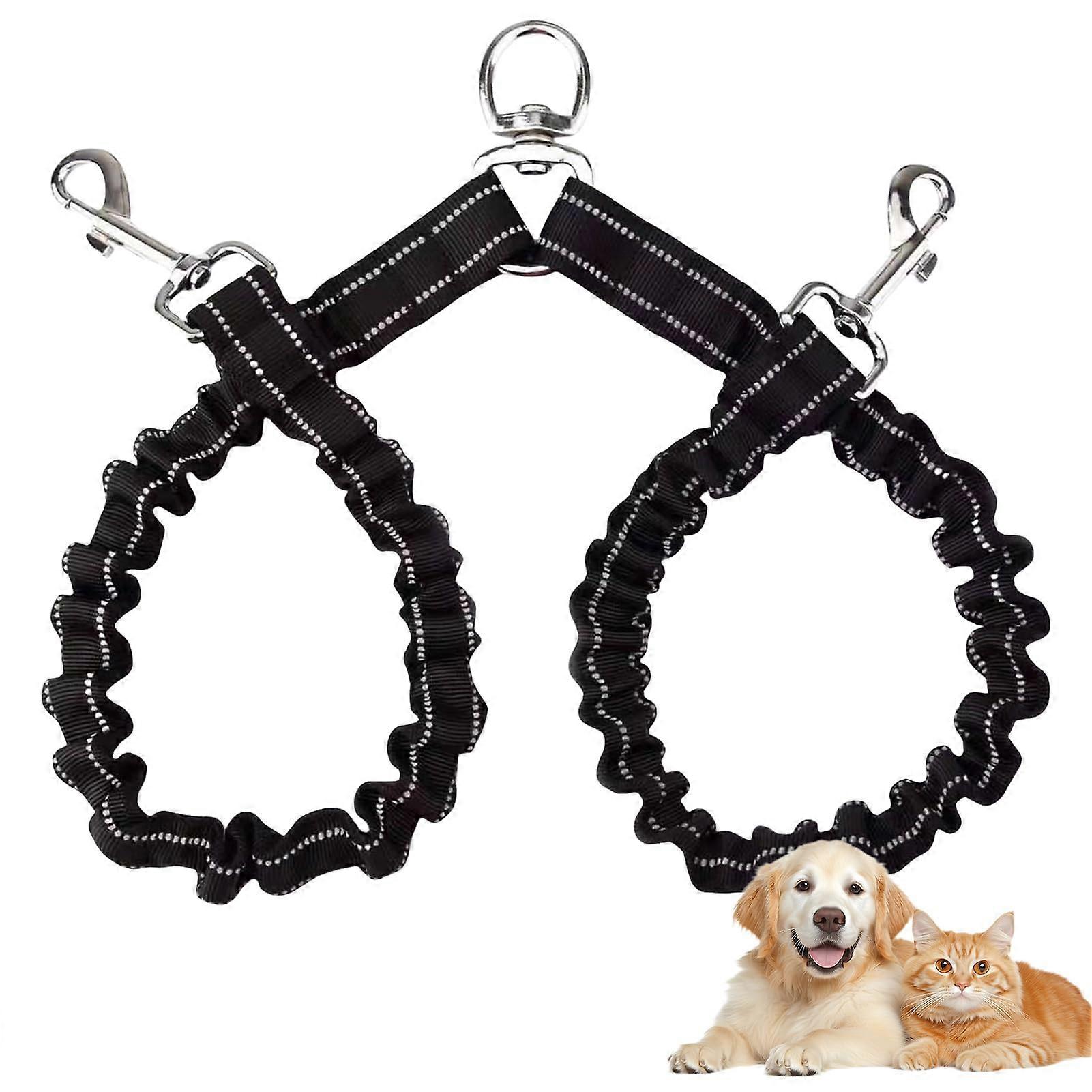 Double Leash for Two Dogs, Adjustable Double Leash 360° Swivel Dog Leash for Two Dogs, for Small, Medium, and Large Dogs (A)