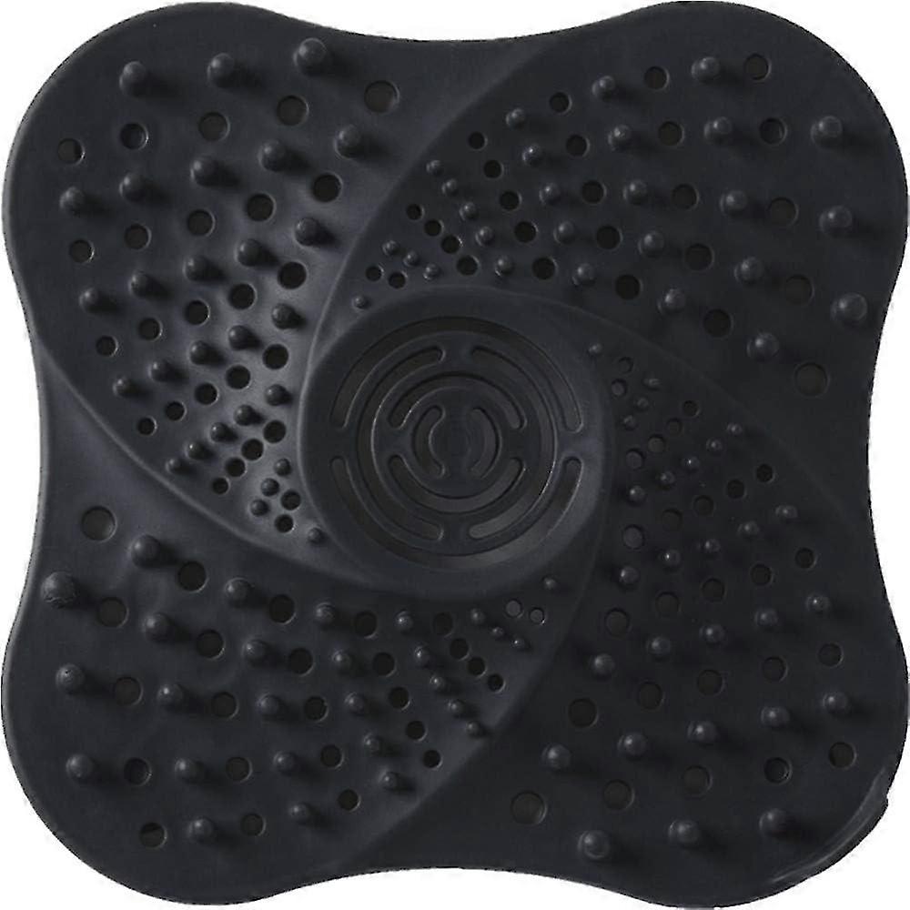 Anti-Block Bathroom Shower Drain with Suction Cup (Black)