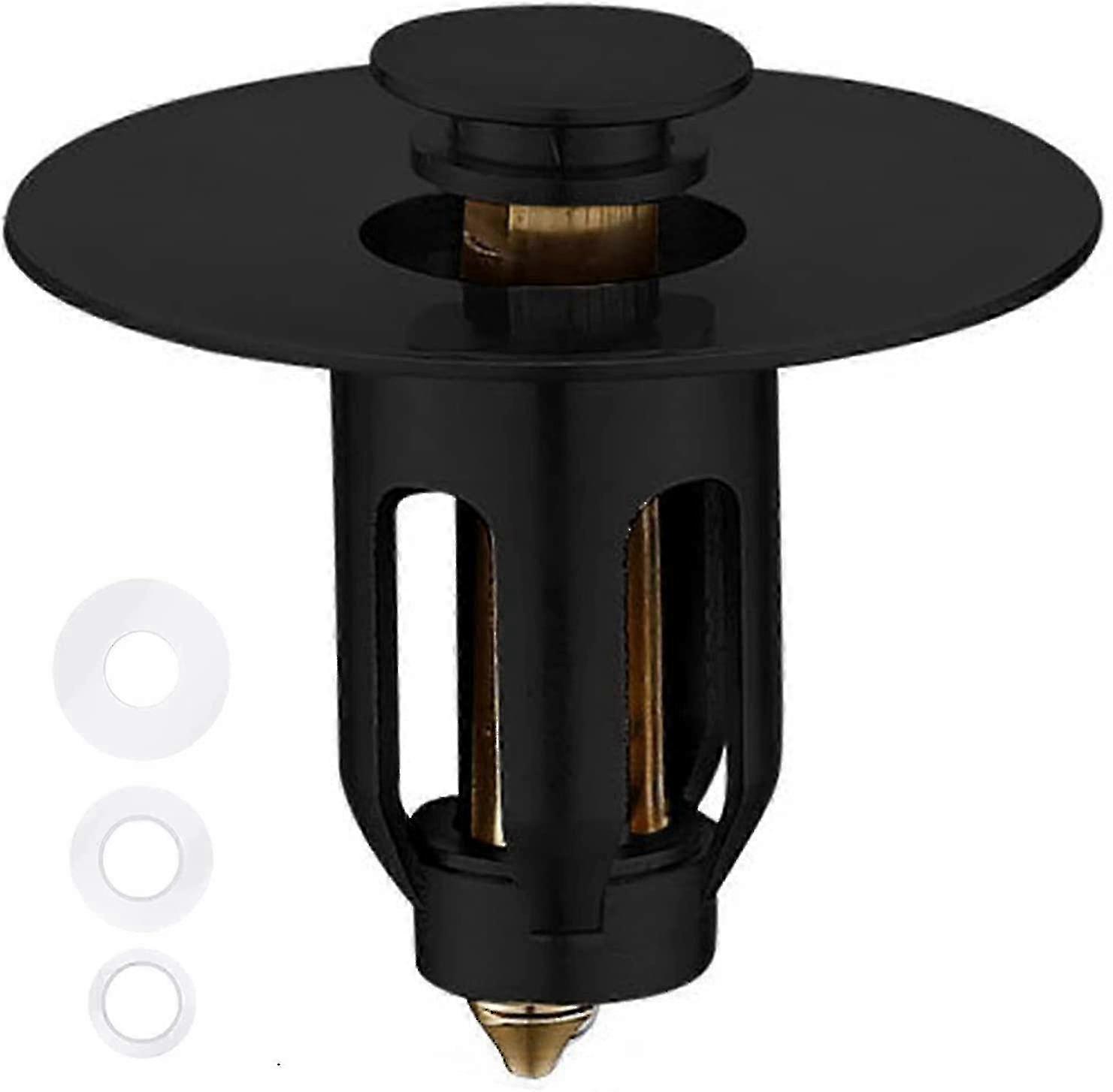 Universal Sink Stopper, Pop-up Drain Strainer With Anti-clog Basket (black)