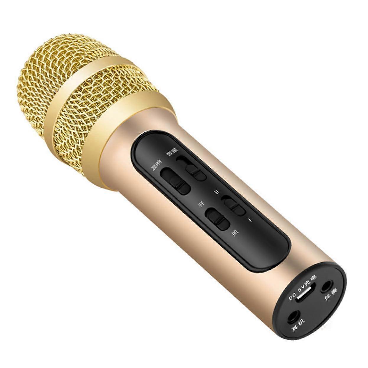 1 Handheld Condenser Microphone for Smartphones and Computers, Lightweight and, Champagne Gold, for Karaoke and Vocal Recording