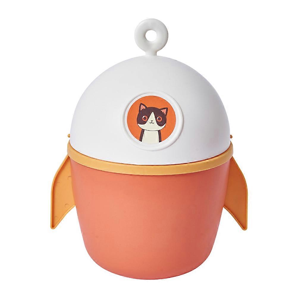 Cute Mini Trash Can Waste Paper Container Housewives Home Use Orange 23X14.7X8CM Multi-Function 1 Set