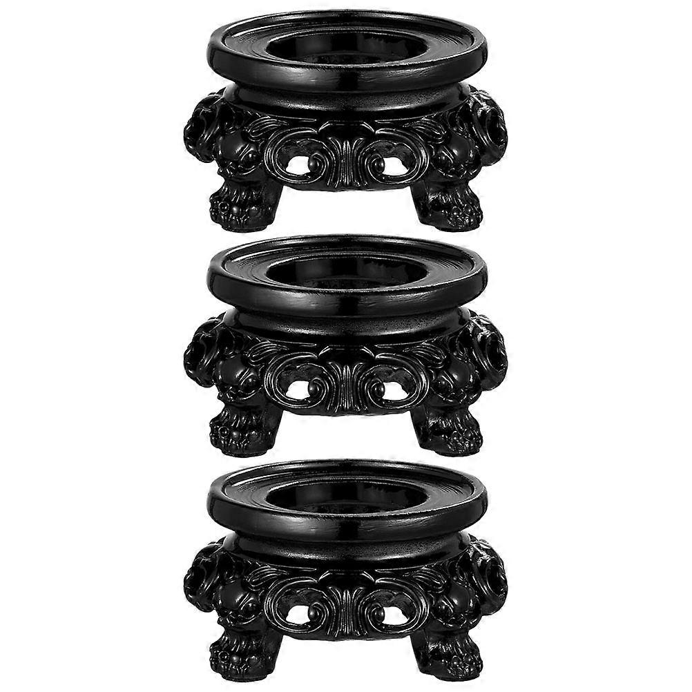 Crystal Display Stand 3Pcs Black Resin Display Pedestals for Sphere Decor