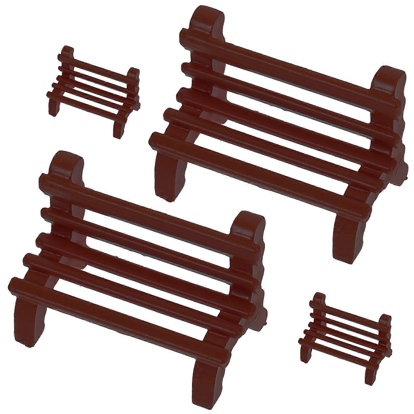 Mini Plastic Benches Miniature Bench Adornment Model Building Miniature Scene Doll House Decor Wear-Resistant 4Set