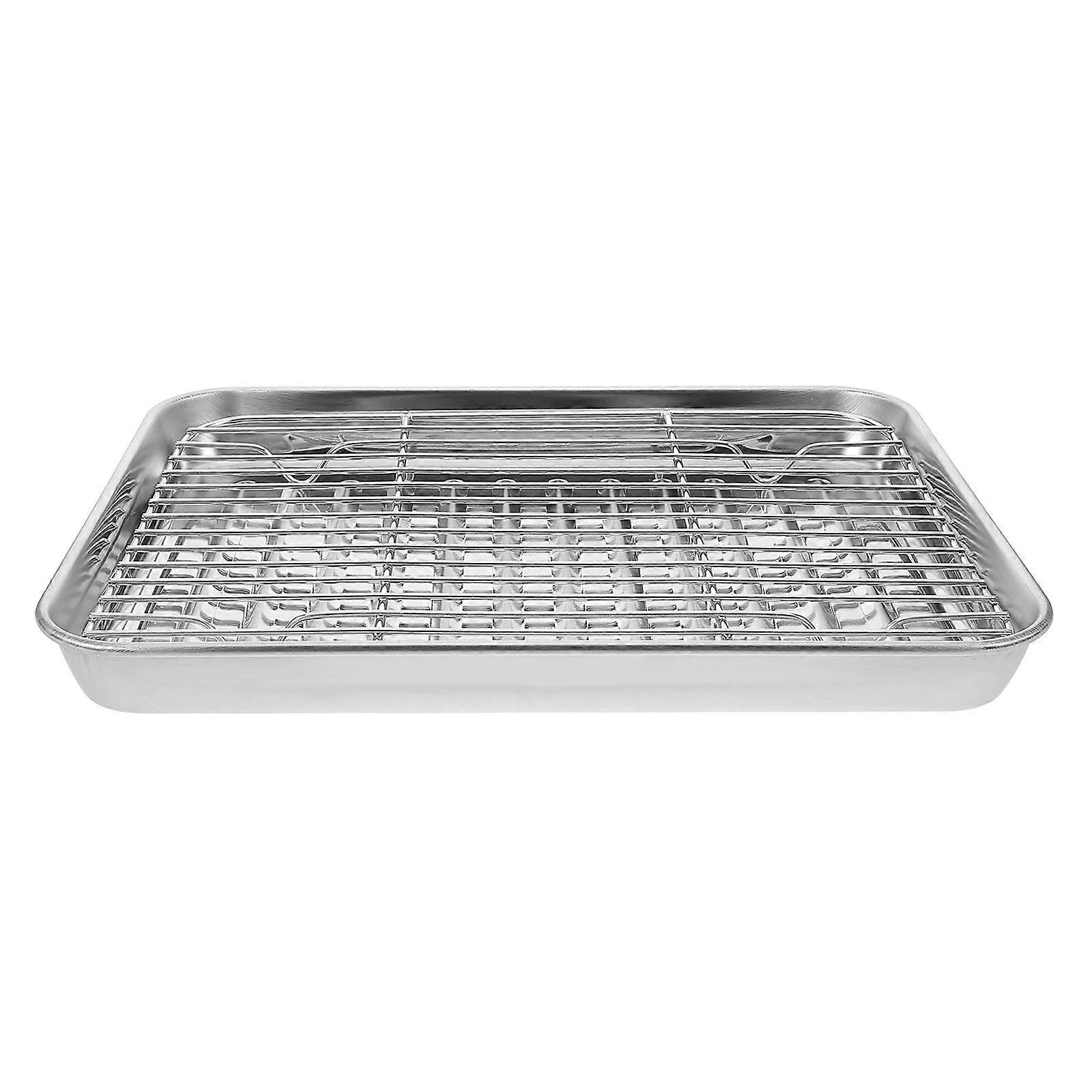 Stainless Steel Roasting Pan With Rack For Hotel Use 10.4×8.1×1.0in Deep Cleaning 1Set