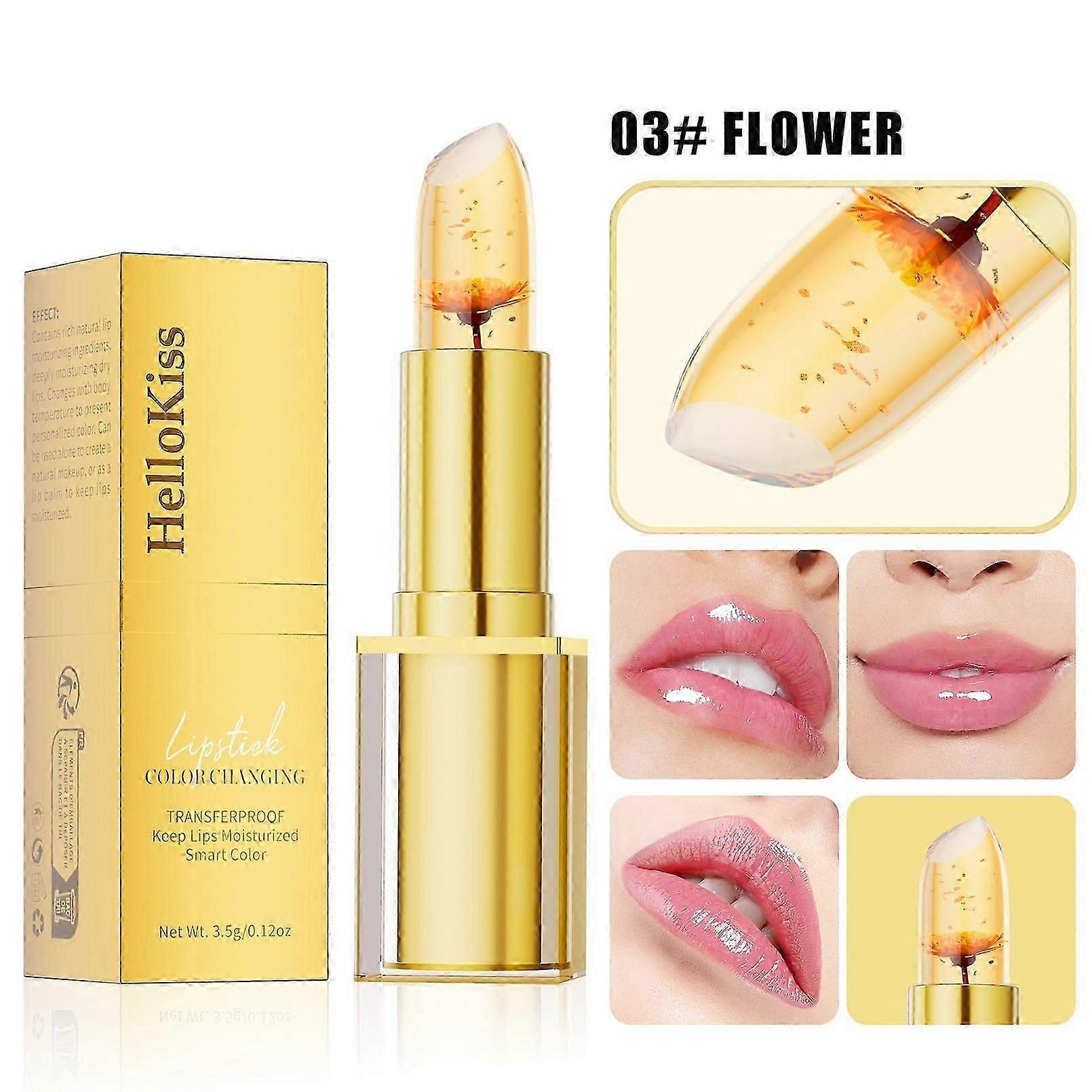 Color Changing Lipstick,Transferproof Colors Changings Transparente Lipsticks,Gold Crystal Color Changing Lipstick, Long Lasting 24 Hours Moisturizing