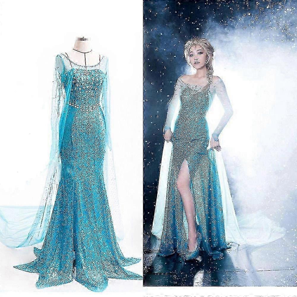 冷凍プリンセスエルザドレスウィメンズコスプレパーティーファンシードレスアップハロウィーンロールプレイパフォーマンスドレスギフト