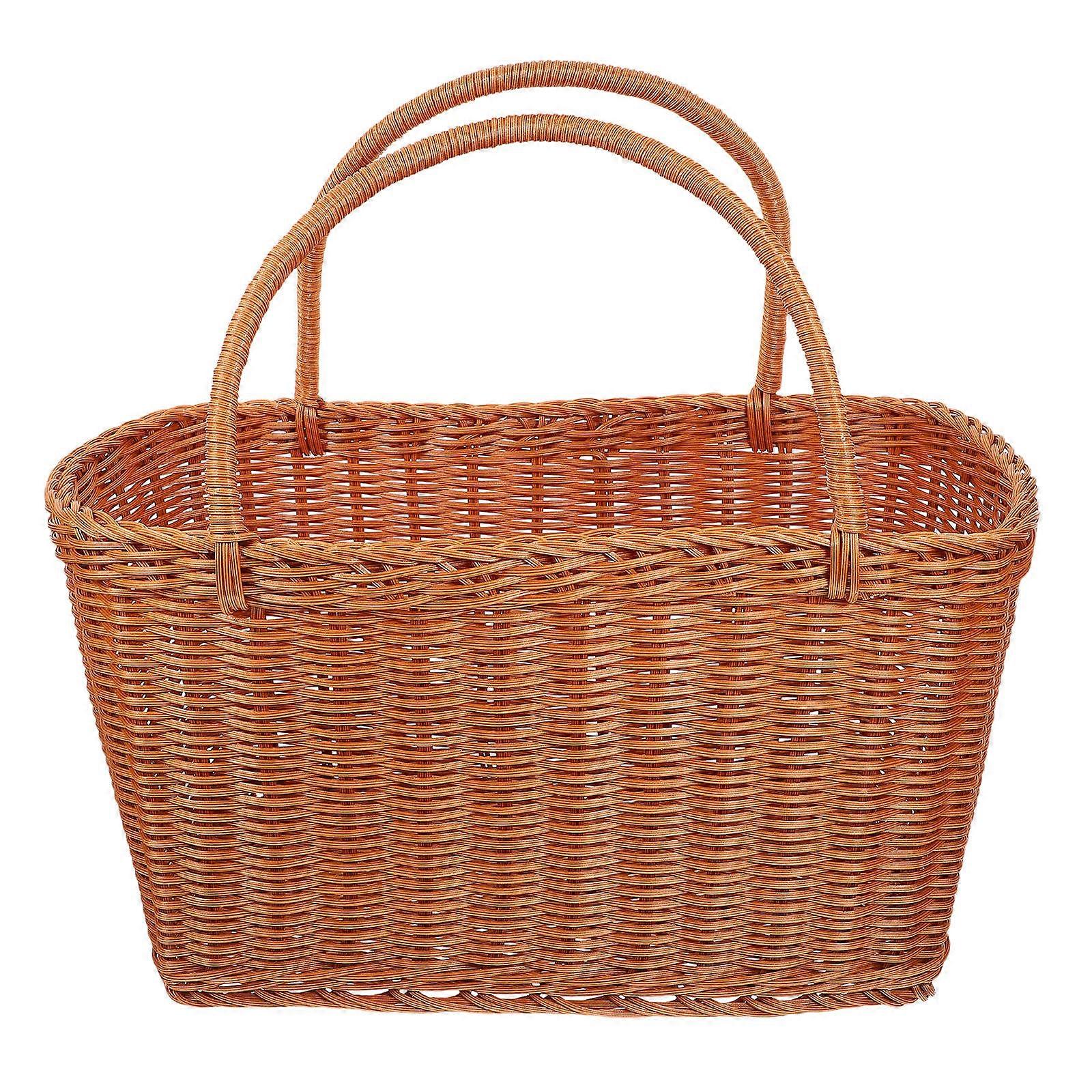 Wear-Resistant Storage Basket Handheld Multi-Function Picnic Use 37.00X36.50X16.00CM Woven Style 1Pack
