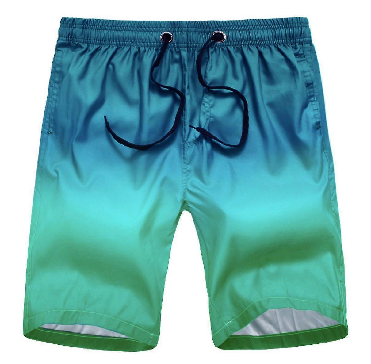 Quick-drying flower shorts gradient beach pants men's European and American plus size 5 five-point pants swimming trunks