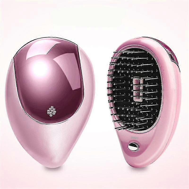 Ionic vibration mini massage ion hair brush (pink)
