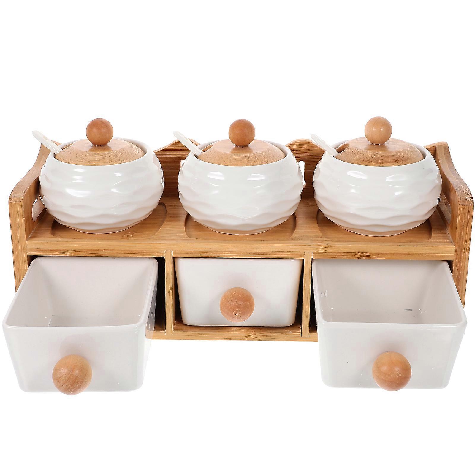 Practical Ceramic Spice Storage Jars with Assorted Colors for Kitchen Use 1 Set