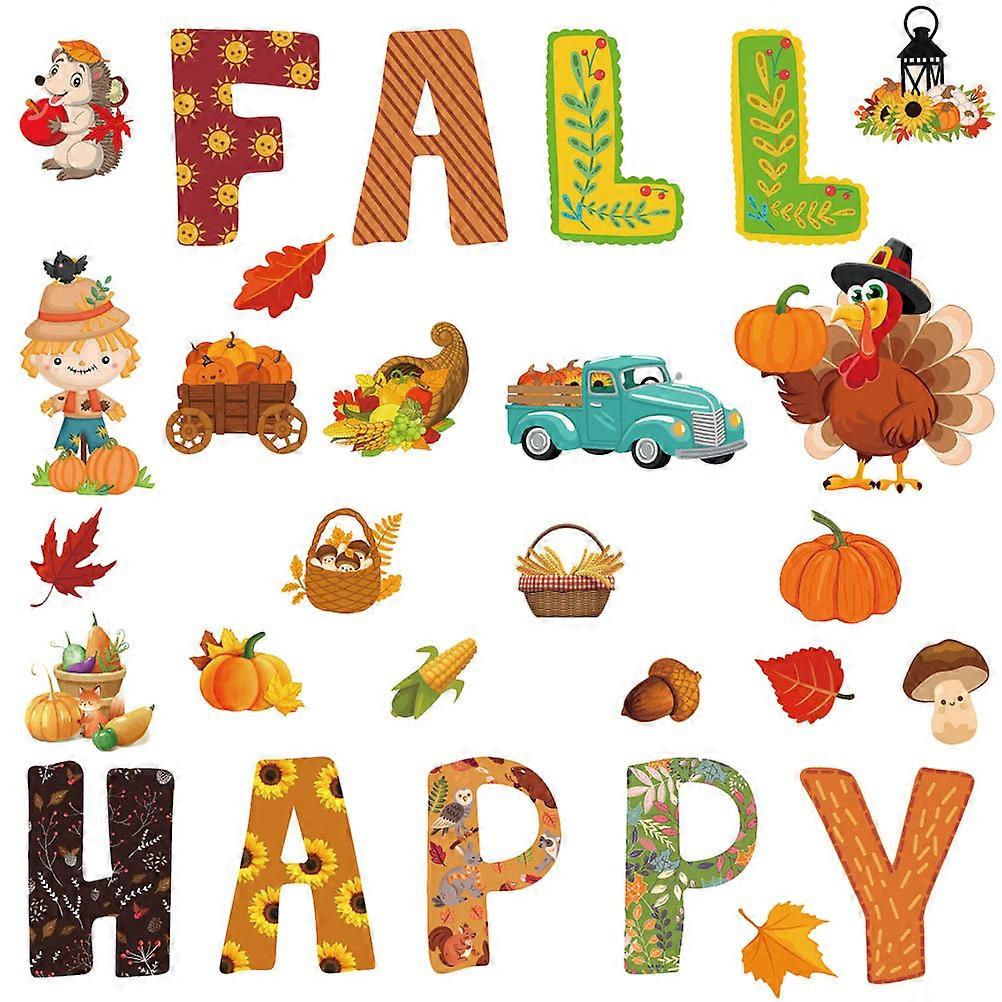 Colorful Autumn Paper Cuttings with Glue Points for Fall Bulletin Board Decor – DIY Crafts for Classroom Thanksgiving and Harvest Festivals