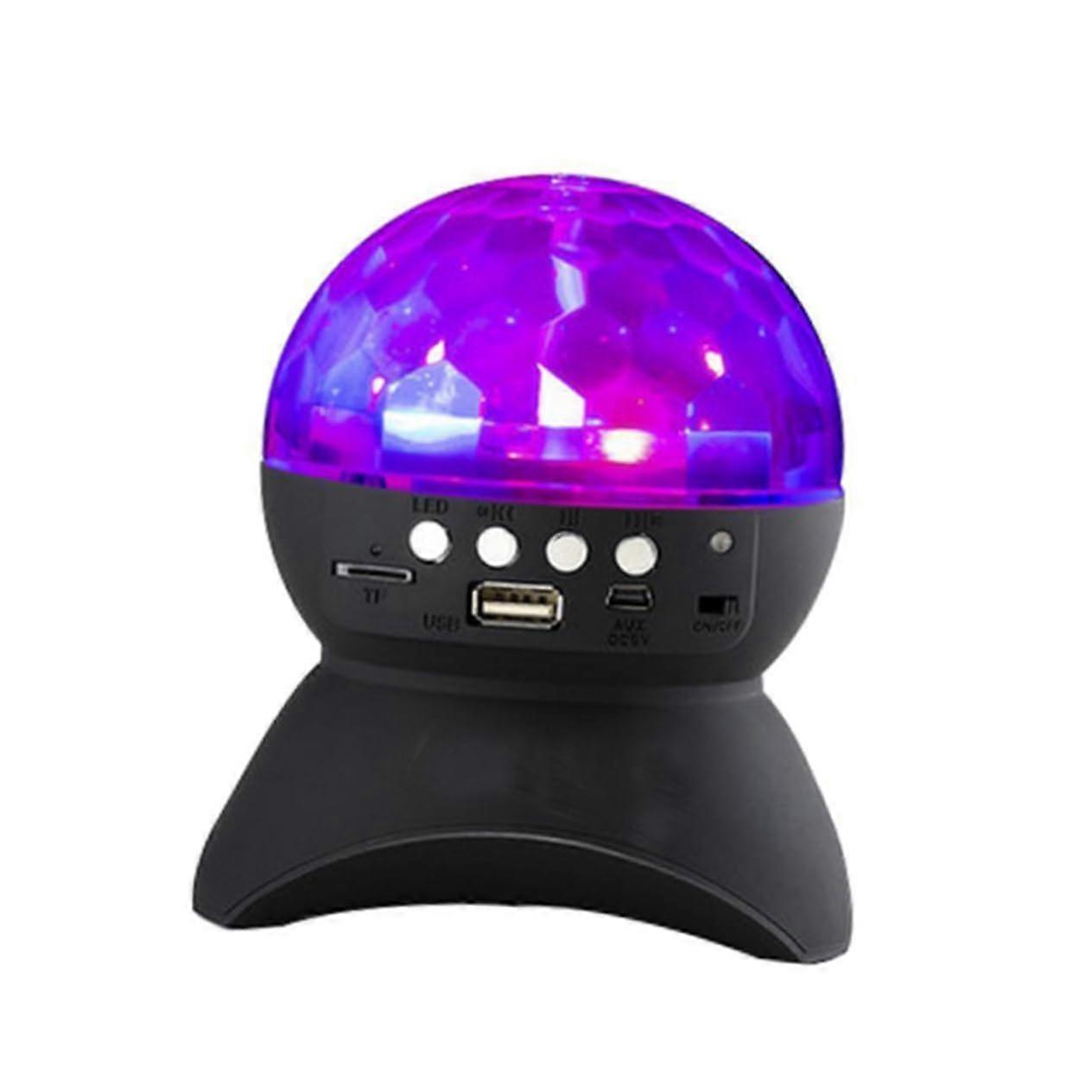 Mini Wireless LED Light with Colorful Rotation Function Speaker for Parties, Disco, and Stage Lighting, Compatible with Player, Black