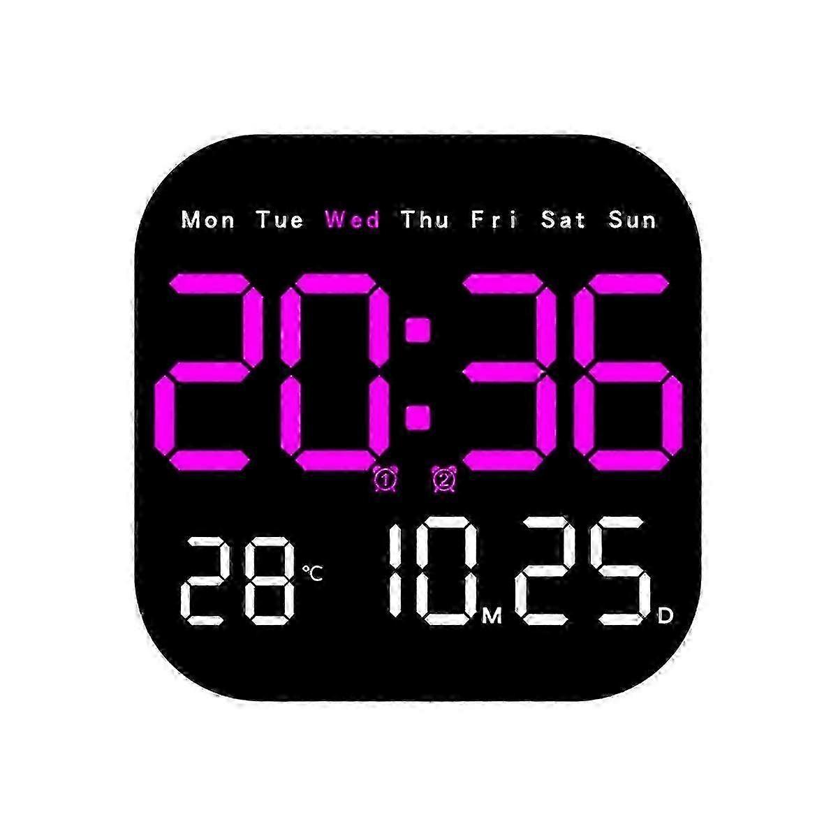 Digital Wall Clocks Temperature Date Week Dispaly Electronic Table Clock 12/24H Wall-Mounted LED Al JN