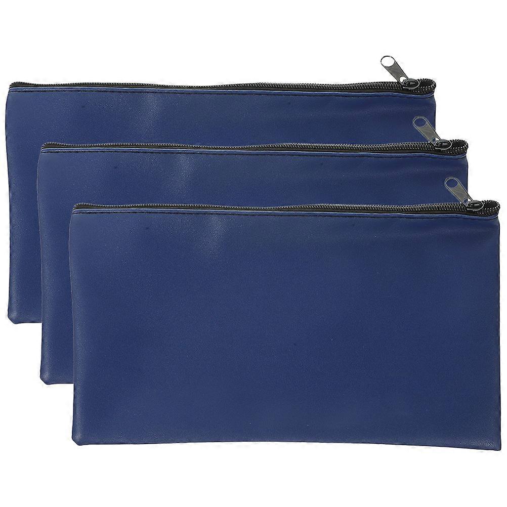 Reusable Money Bag Pouch Cash Bag With Zipper Dark Blue 11.00X6.09X0.24in Organization Teachers 3Pack