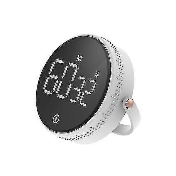LED Digital Kitchen Timer with Bracket - Electronic Timing Device in White for Cooking & Baking Precision