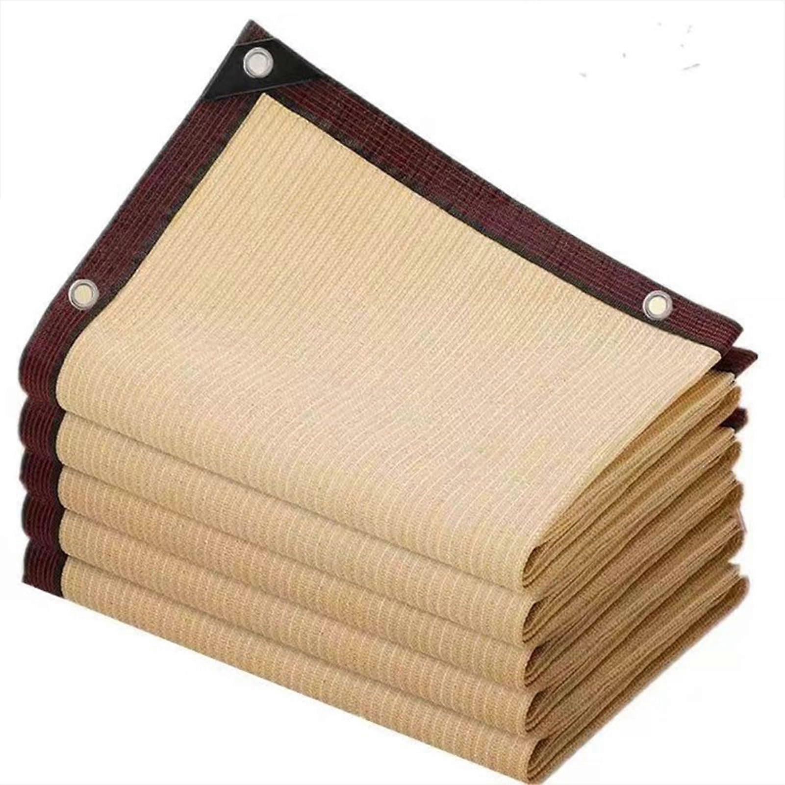 Shade Net Beige 2 x 10 m, Shade Net Greenhouse, Sun Protection Net with Eyelets, 85% Shading Rate