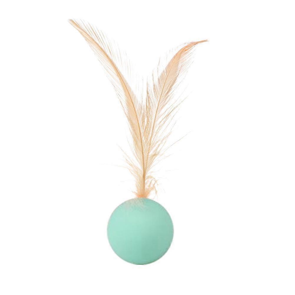 1 x Toy Balls with Feathers Resistant to Biting Teeth Grinding Scratching Noise Balls blue 1pcs