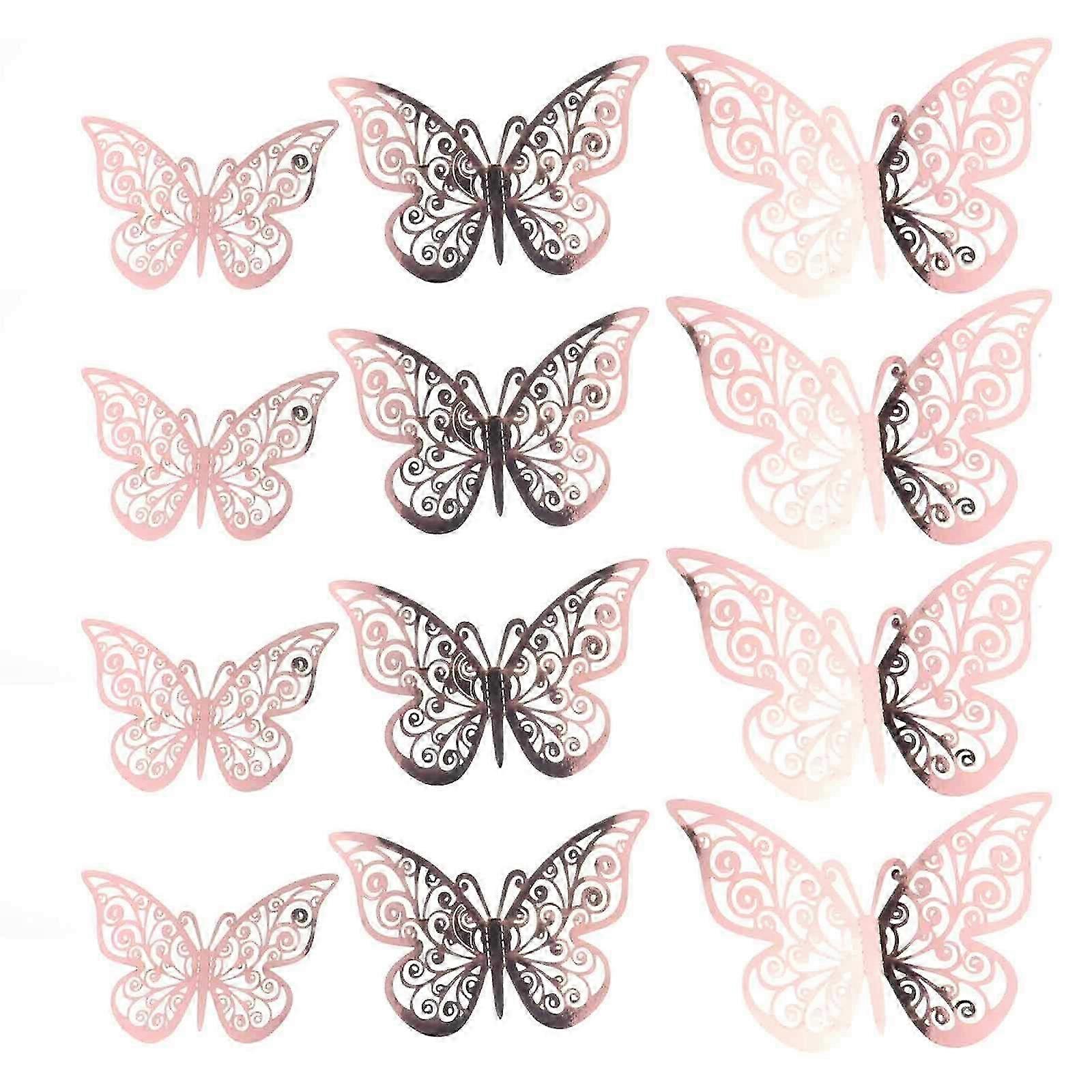 2025 60pcs Butterfly Wallpaper - Rose Gold