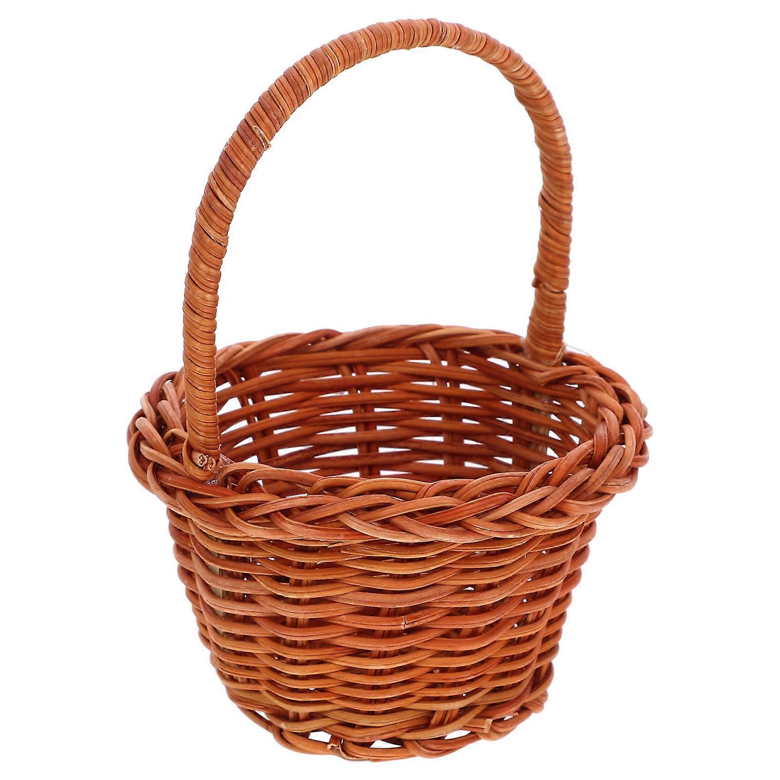 Mini Decorative Knitting DIY Prop Basket – Light Brown Cute Storage Basket for Desktop, Nursery Decor & Photography Props