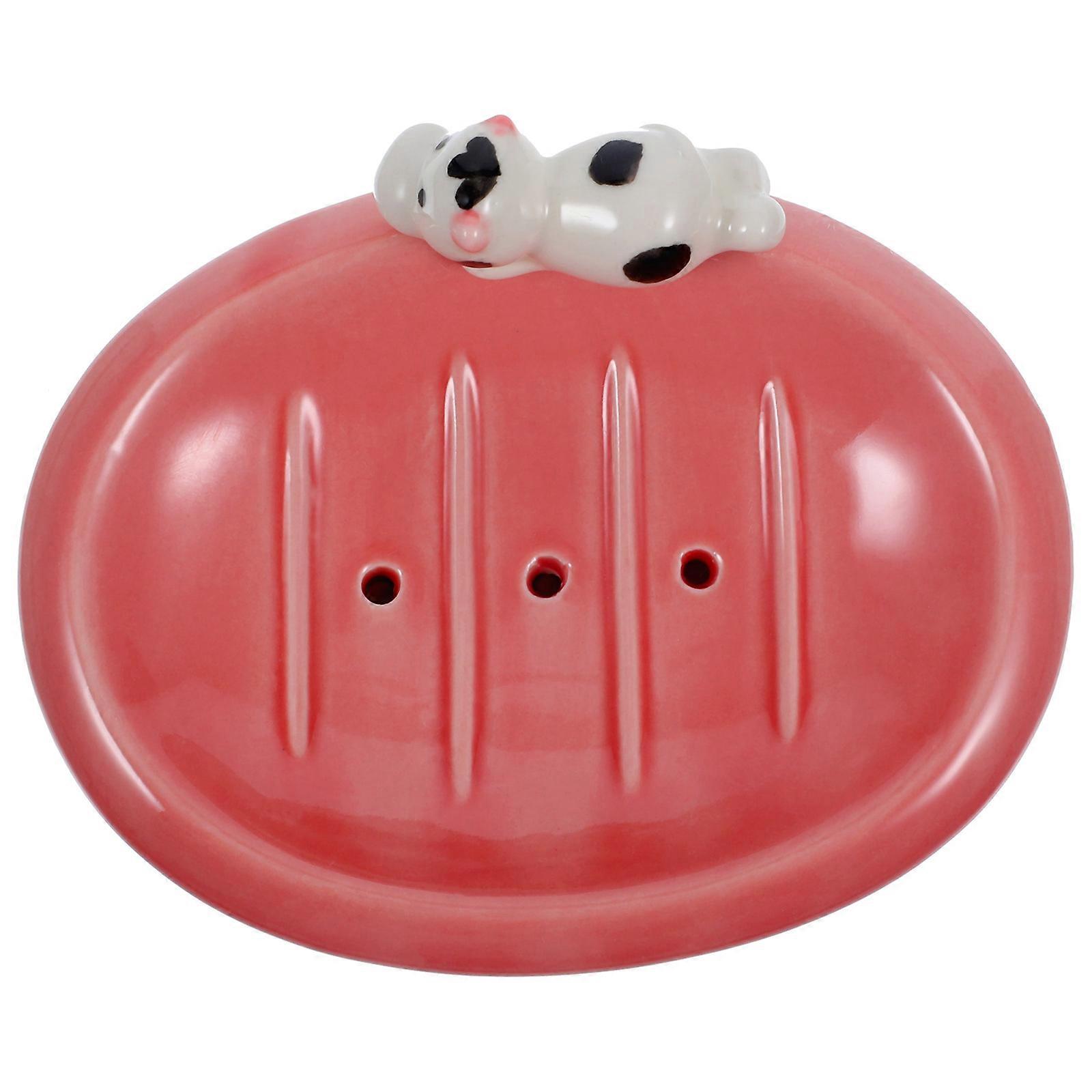Household Adorable Soap Tray Cartoon Design Soap Drainage Plate Countertop Soap Draining Holder