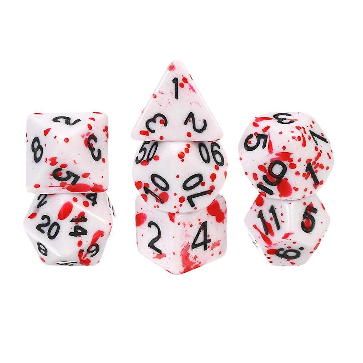 7 Pieces Bloody Polyhedral Dice Set Portable Tabletop Game Dice for Role Playing and Festivals Accessories for Board Games and Parties