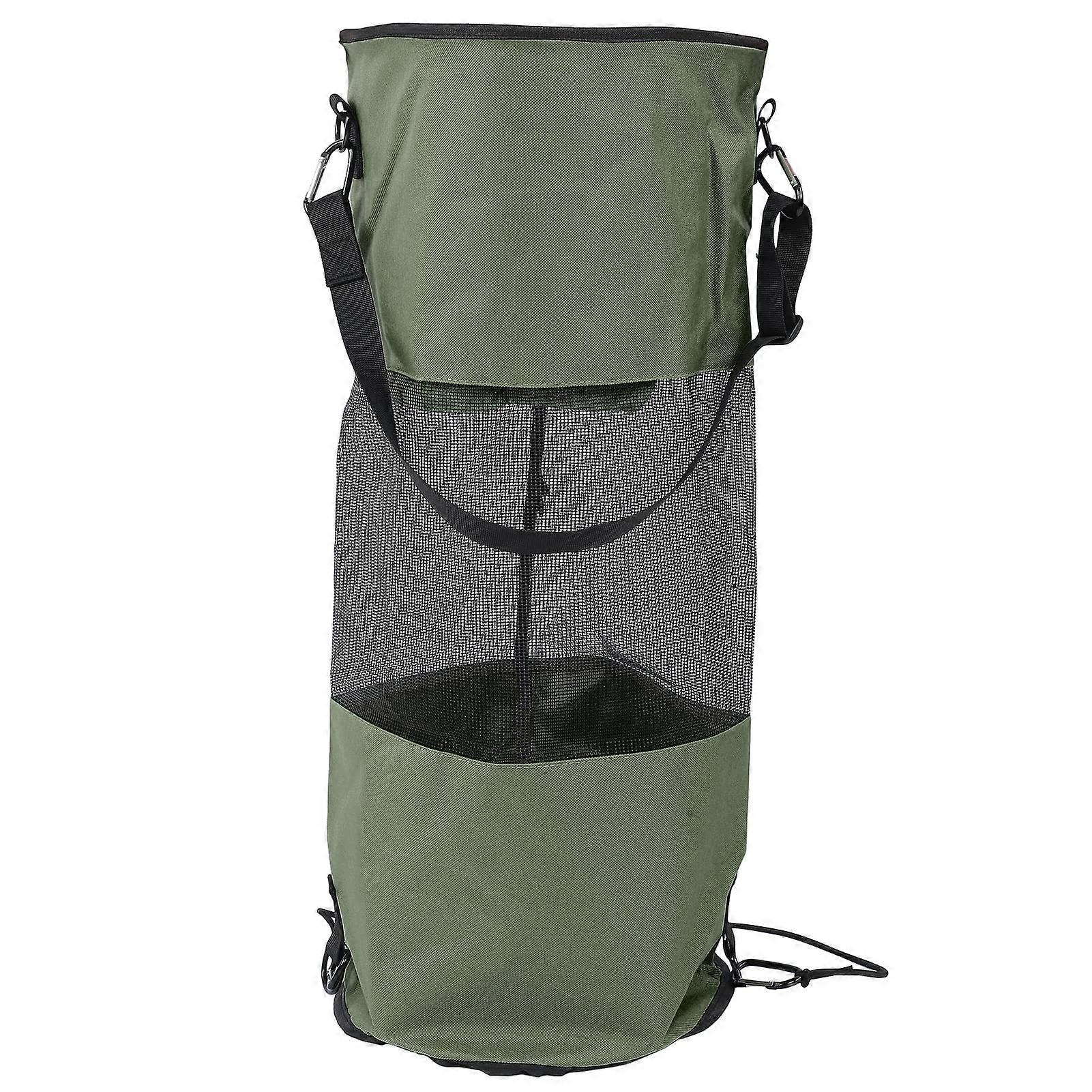 Reusable boat trash bag, waterproof mesh trash storage for marine, performance hanging bag with elastic , kayak deck trash can green
