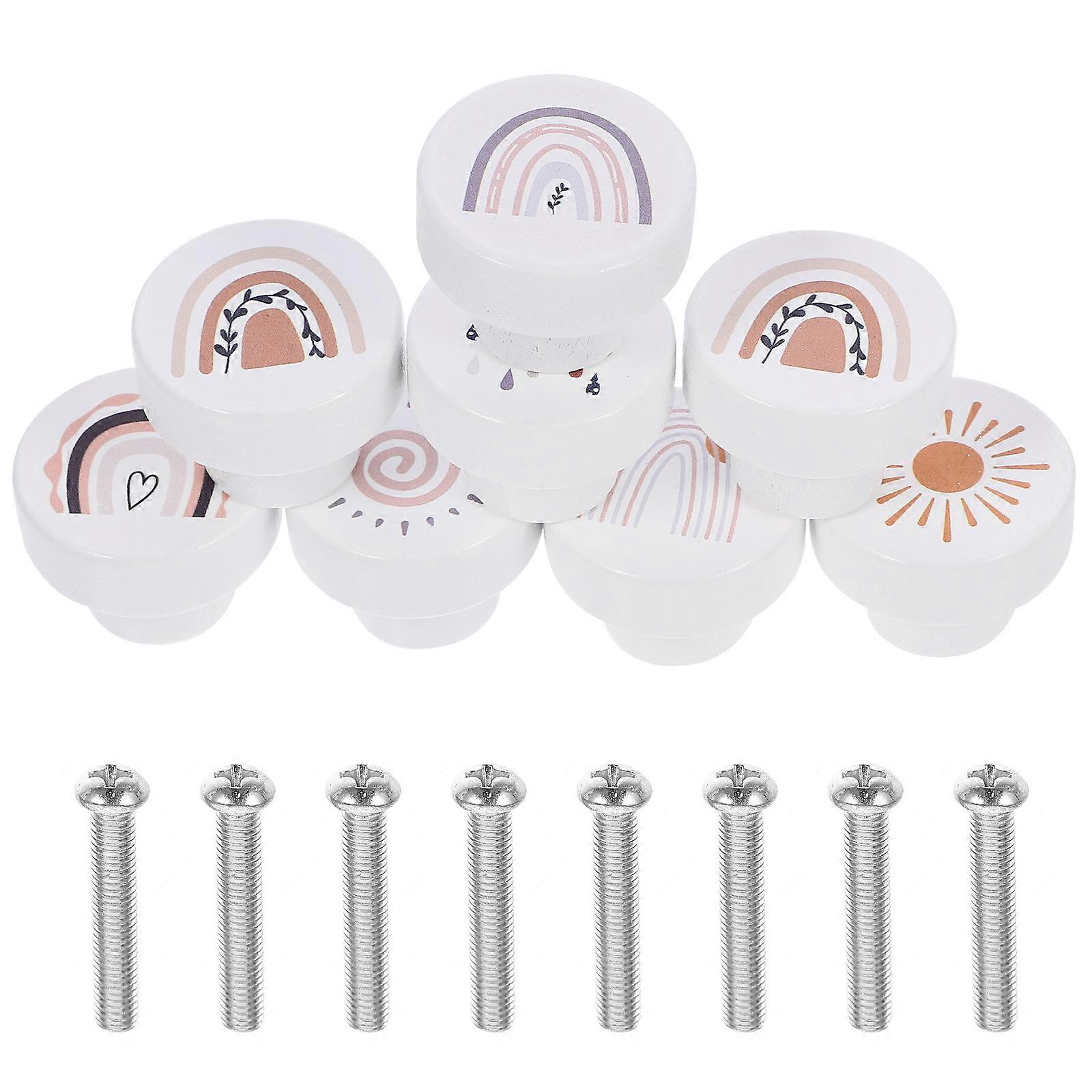 Cartoon Drawer Knobs Wooden Drawer Knobs for Cabinet Pulls 8Pcs