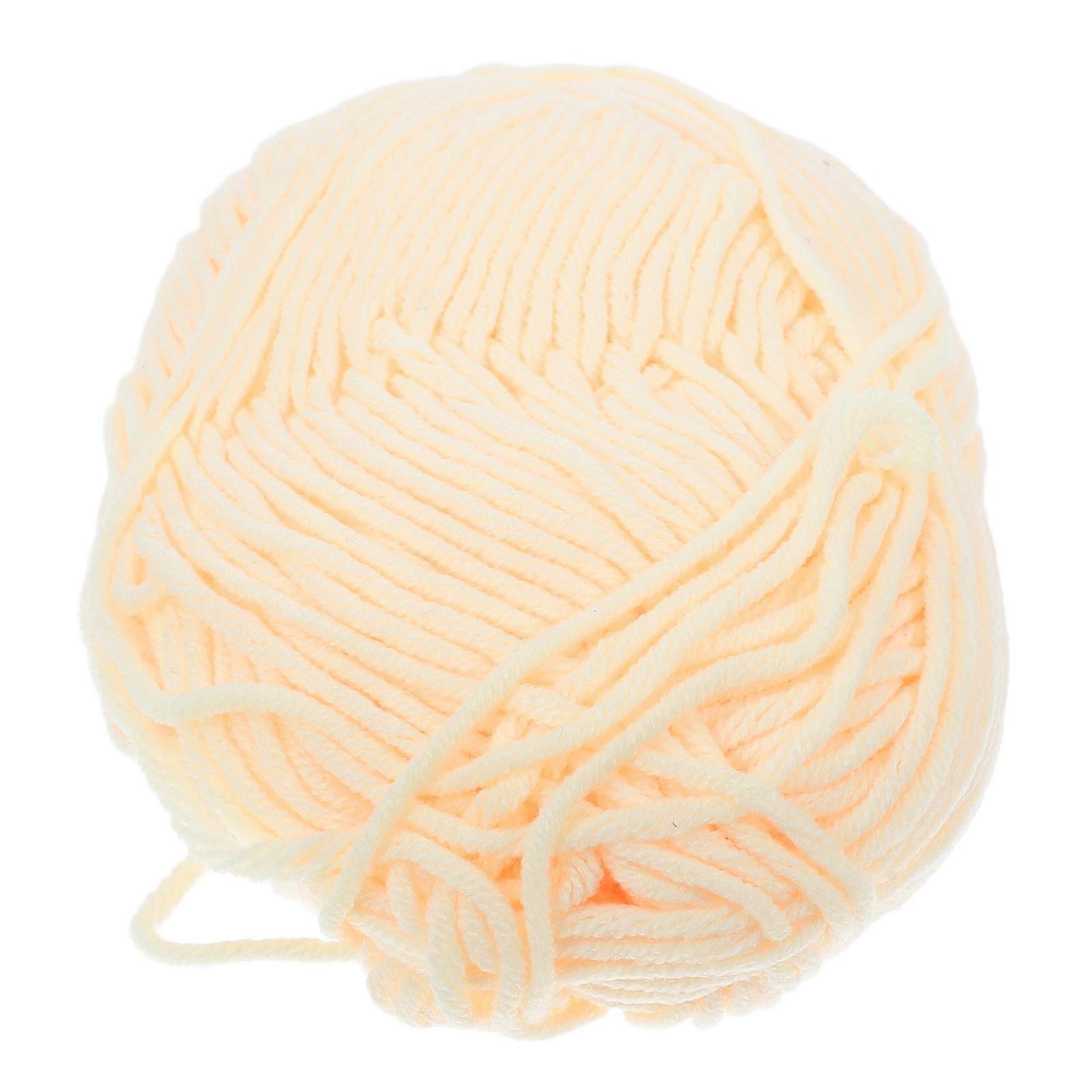 50g Milk Cotton Yarn Cotton Chunky Handwoven Crochet Knitting Yarn Warm Yarn for Sweaters Hats Scarves DIY Beige Yellow
