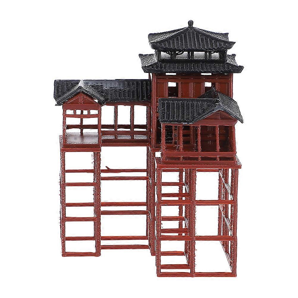 Realistic Asian Aquarium Decoration Ancient Architecture Sculpture for Tabletop Bonsai Terrarium Display Compact Versatile Use