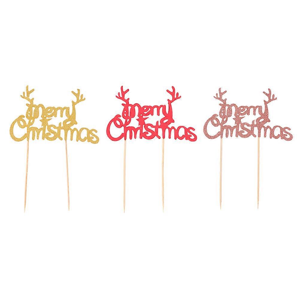24pcs Christmas Elements Cupcake Toppers Cake Insert Decoration