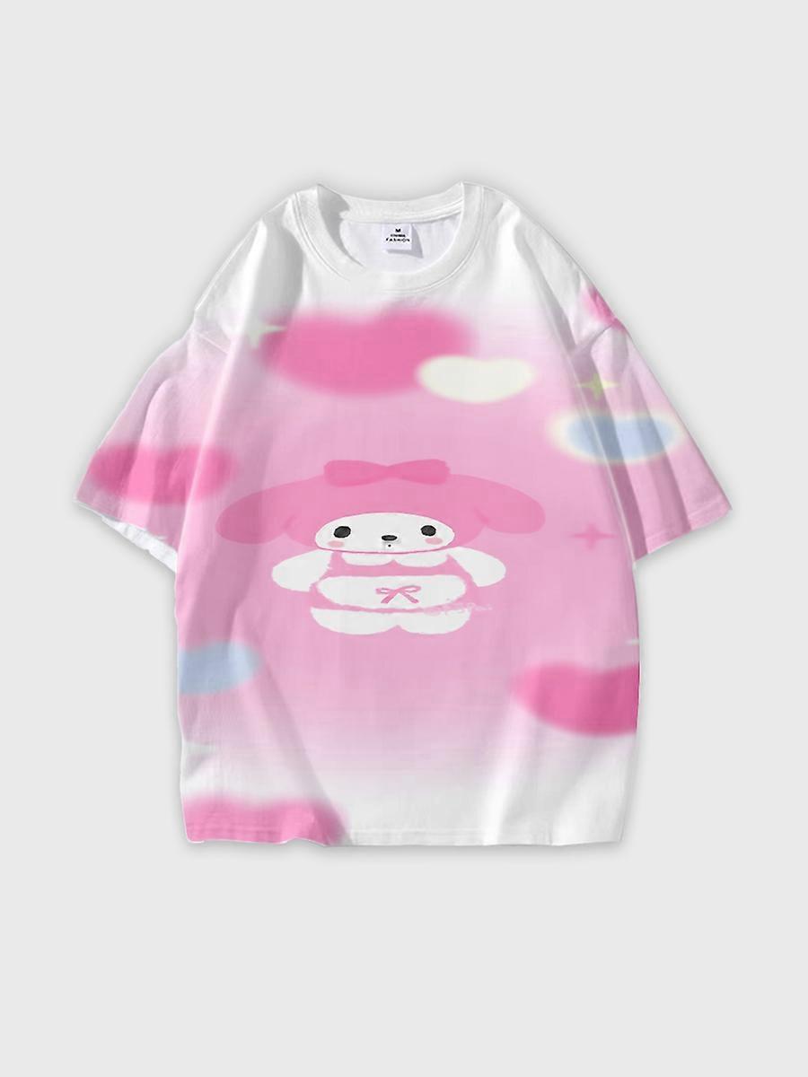 T-shirt girocollo Cartoon Pattern manica corta sciolta M2204