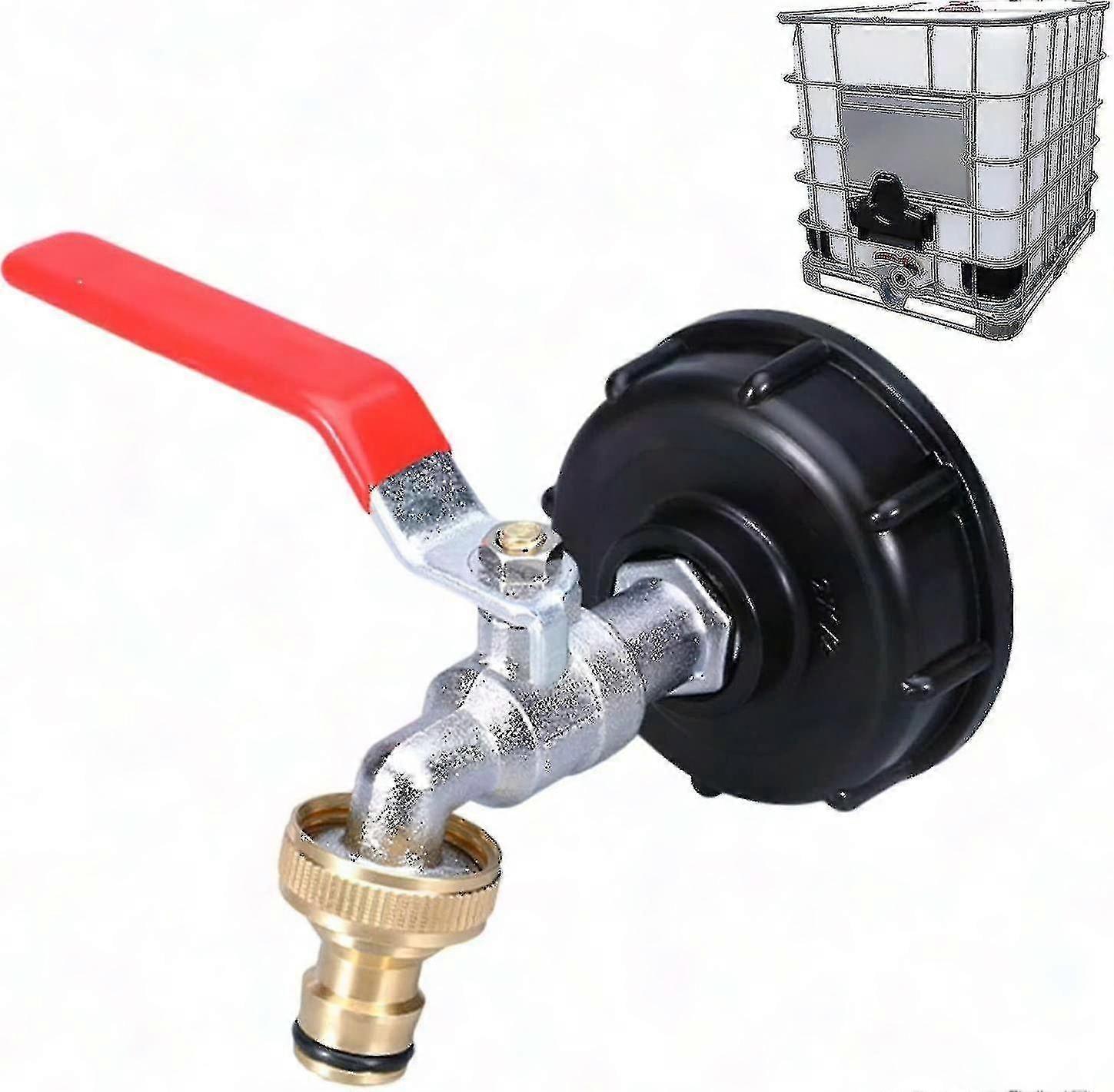 1000L Tank Faucet with Garden Hose Adapter, S60x6 IBC Faucet Connector BJE