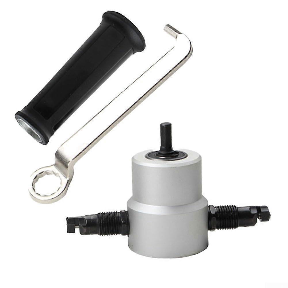 Double Head Metal Nibbler Drill Attachment For Sheet Metal Cutting, Adjustable Car Plate Punch Tool, Metal Cutter Saw