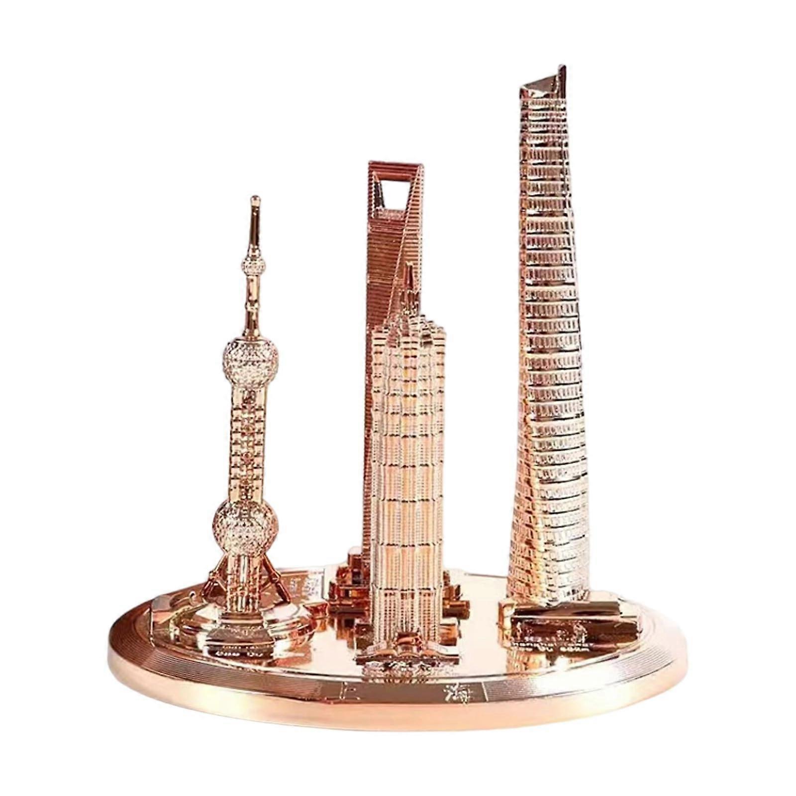 Collector's Architectural Model of Shanghai Oriental Pearl Tower, Electroplated Alloy Miniature for Home Office Display Ref: 4210