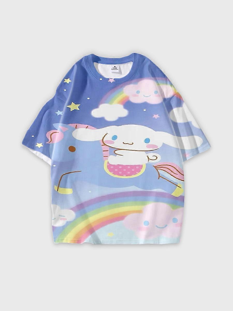T-shirt round neck Cartoon Pattern loose short sleeve E2679
