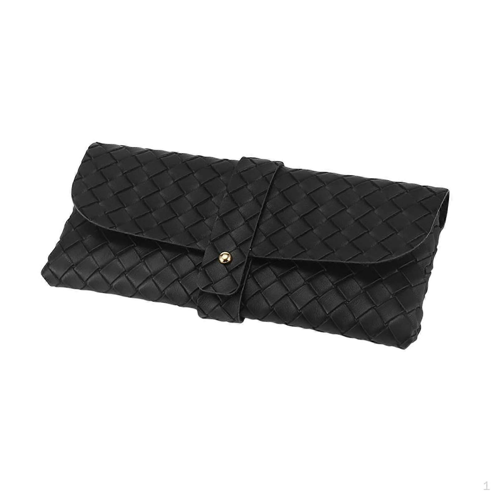 Eyeglass Case, Pouch PU Leather Durable Soft Glasses Case with Button