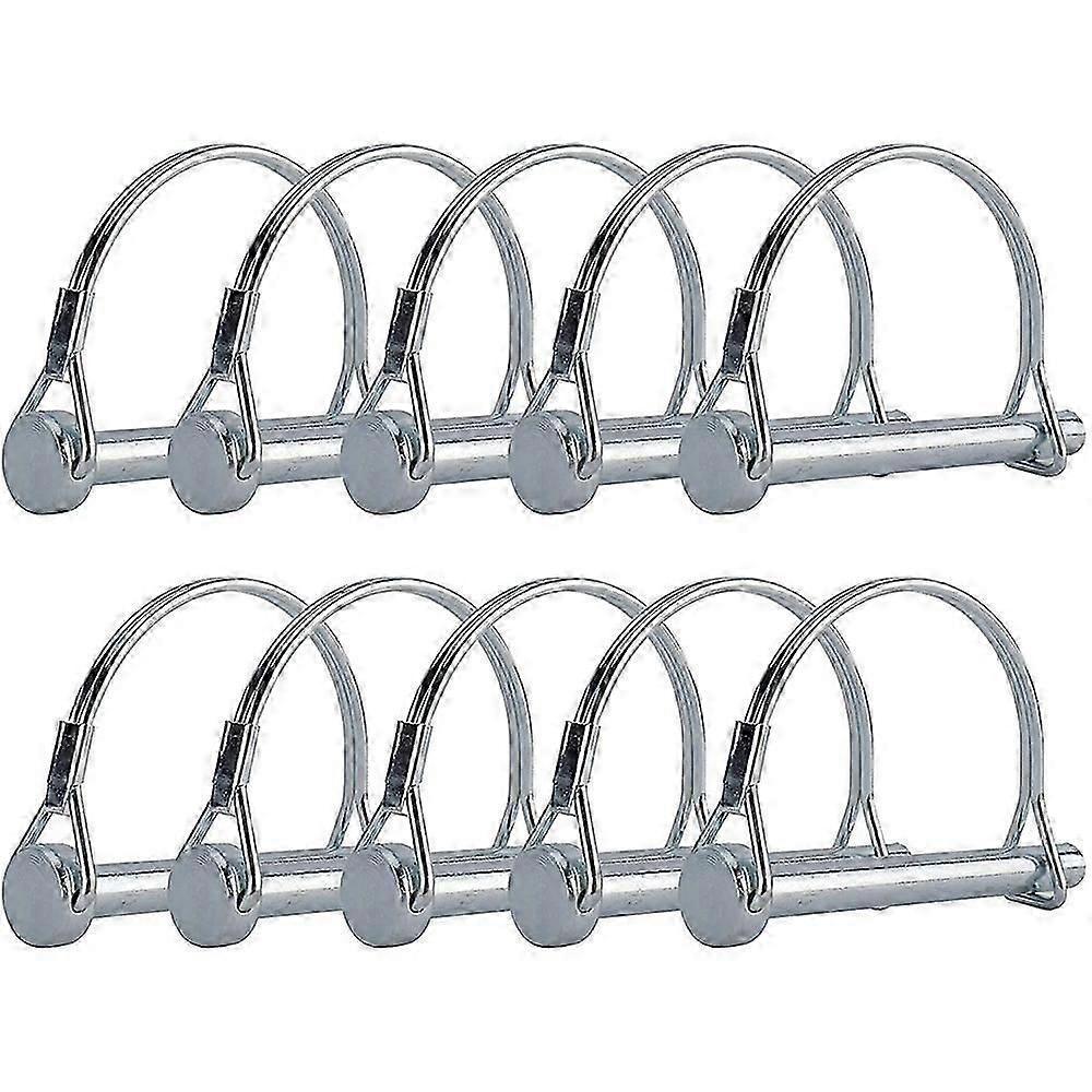 10Pcs Wire Lock Pin, 5/16 Inch Shaft Locking Pin Hitch Pin with Round Arch Wire Retainer for Farm T