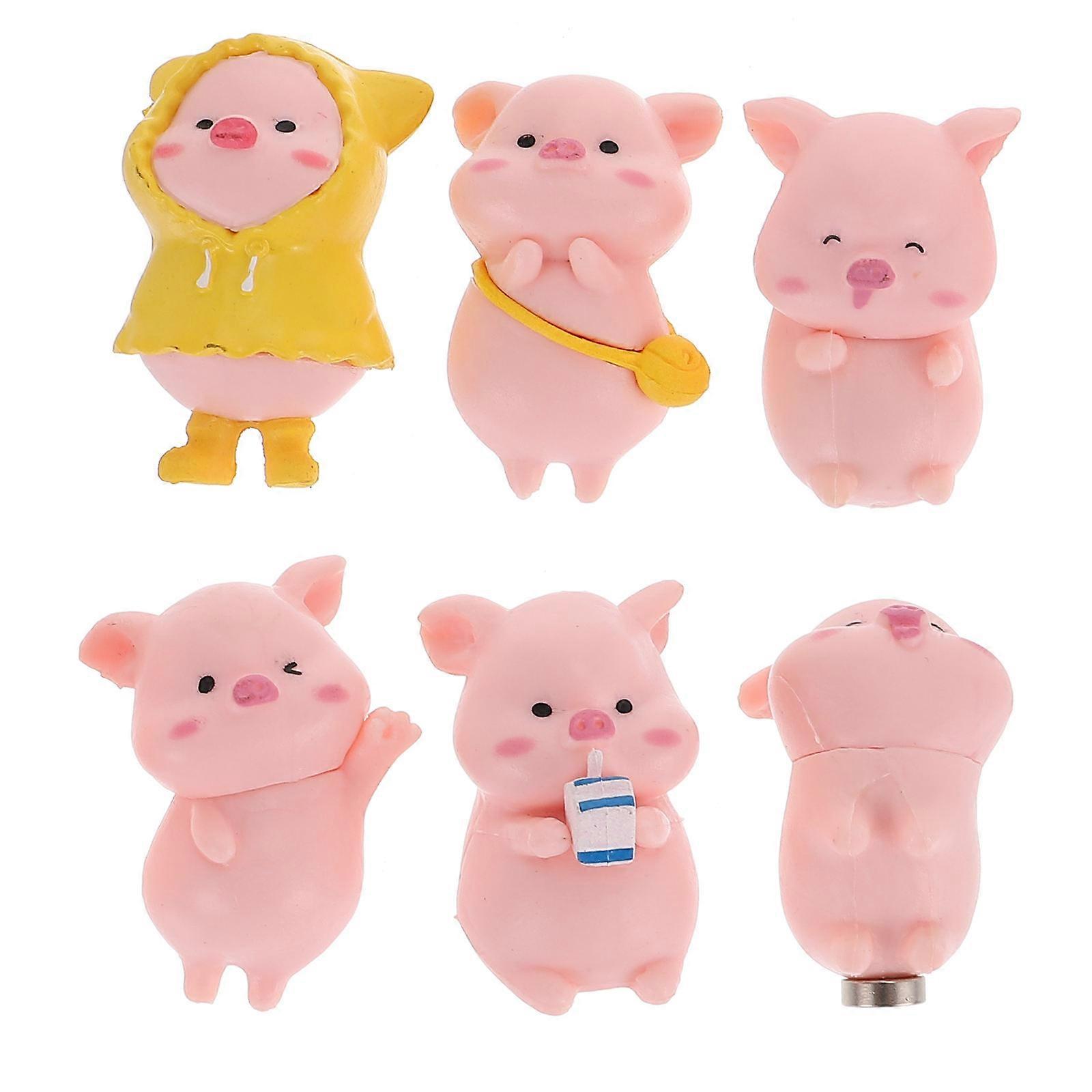 Magnetic Animals Refrigerator Magnets Fridge Stickers Refrigerator Accessories 3D Piggy Shape Memo Notification 6Pcs
