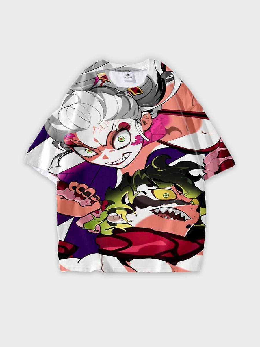 T-shirt round neck Character Pattern loose short sleeve P2395