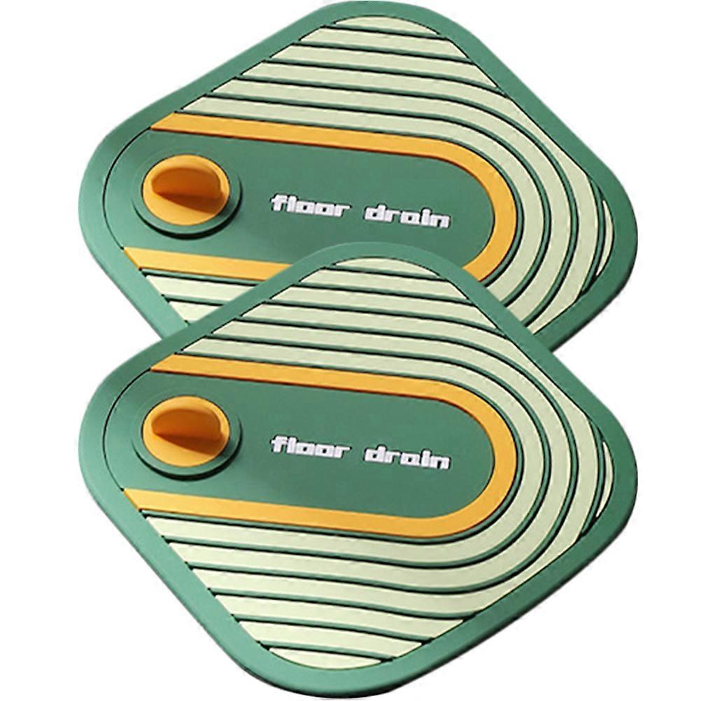 Silicone Shower Drain Cover for Home Use Green Easy to Install and Remove Fits Most Drains 2pcs