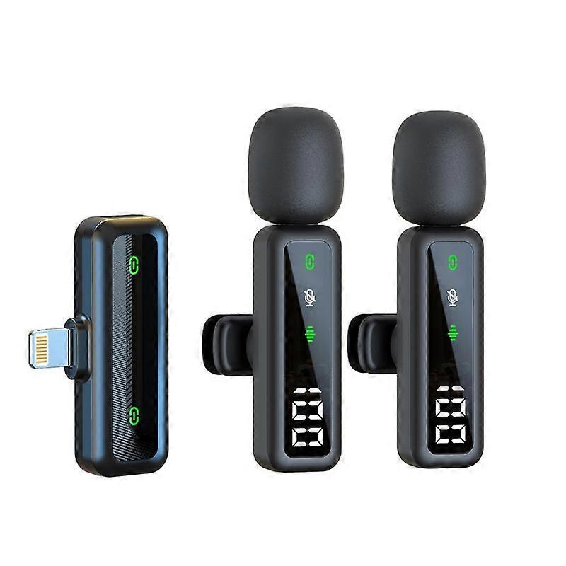 Digital Display Wireless Lapel Microphone H67 8 Pin Dual Mic