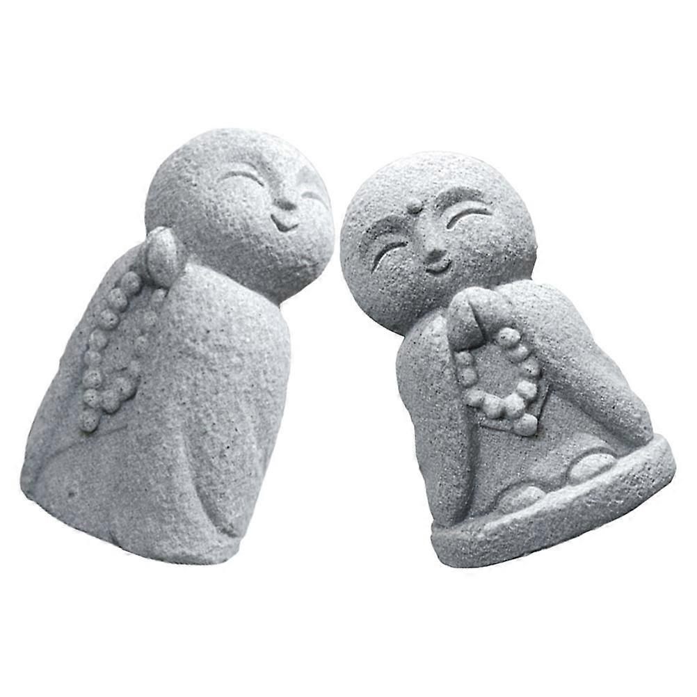 Buddha Statue for Aquarium Decoration Made of Resin in Silver Color for Desktop or Fish Tank 2Pcs