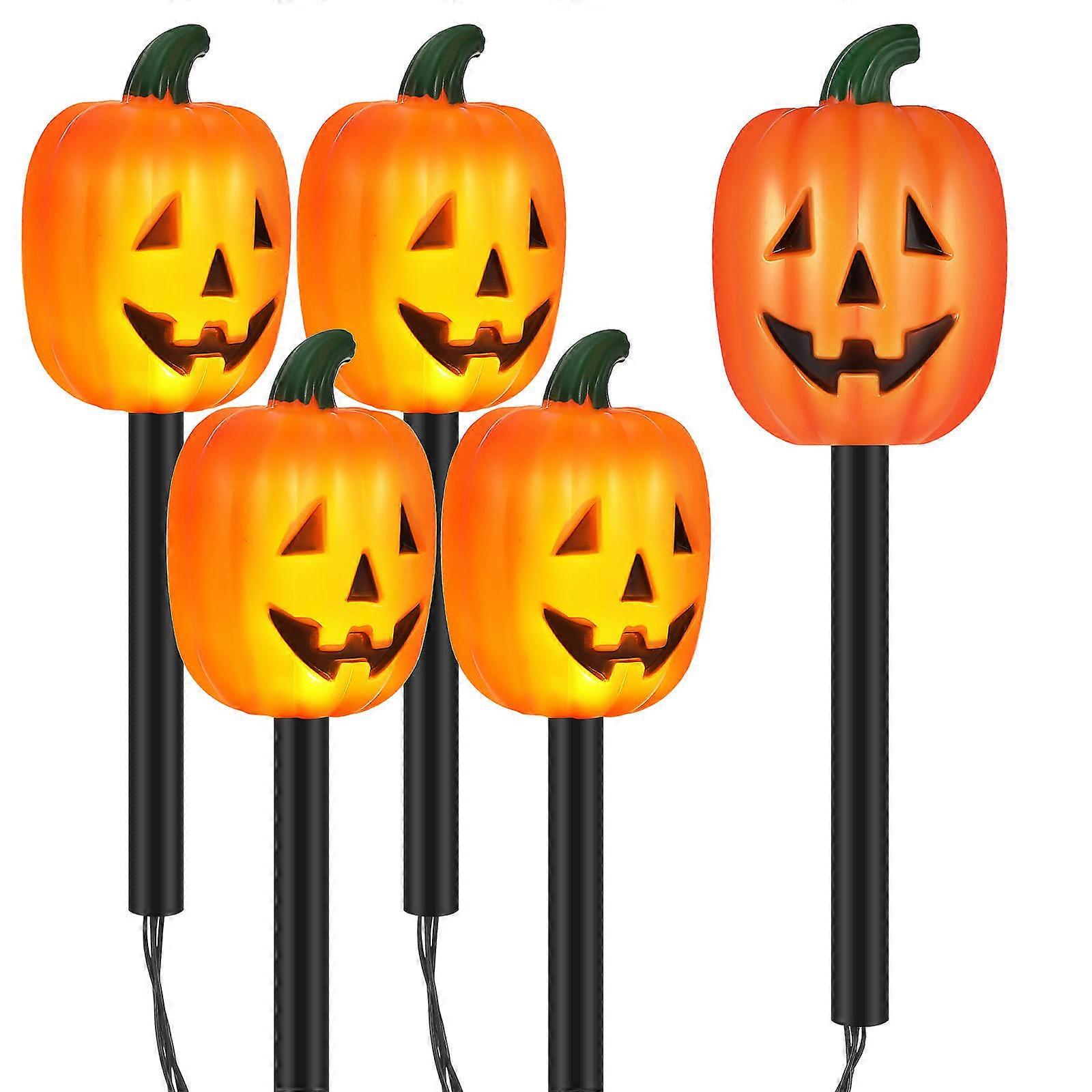 Solar Powered Pumpkin Stake Lights, Warm Glow Halloween Outdoor Decor for Garden, Patio & Lawn Easy Installation, Festive Jack Lantern Design