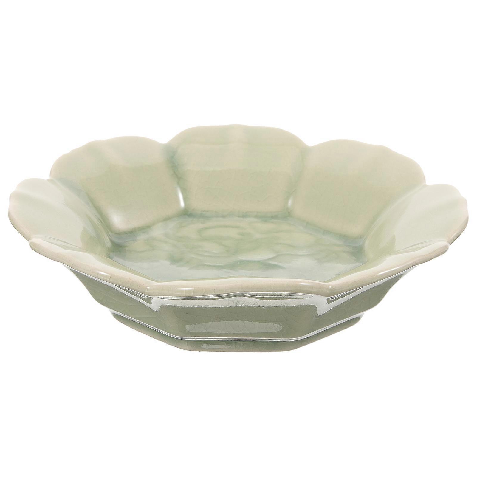 Serving Tray Ceramic Dessert Display Platter High-Footed Design Ice Blue 1Pcs